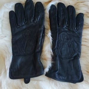 Harley Davidson Womans Black Leather Riding Gloves Size M